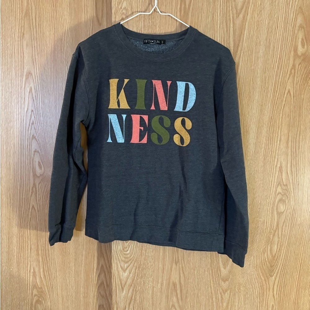 Fifth Sun Gray ‘Kindness’ Graphic Crewneck Pullover Sweatshirt